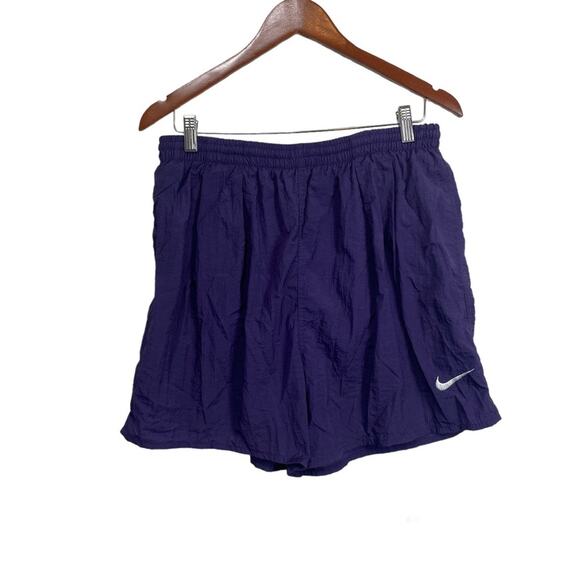 Mens Vintage 90's Nike Swim Trunks Shorts Big Swoosh Logo Size L Purple - Picture 1 of 6